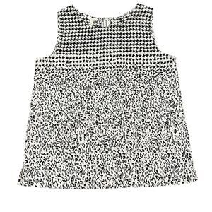 Talbots black white houndstooth into animal abstract print top Small